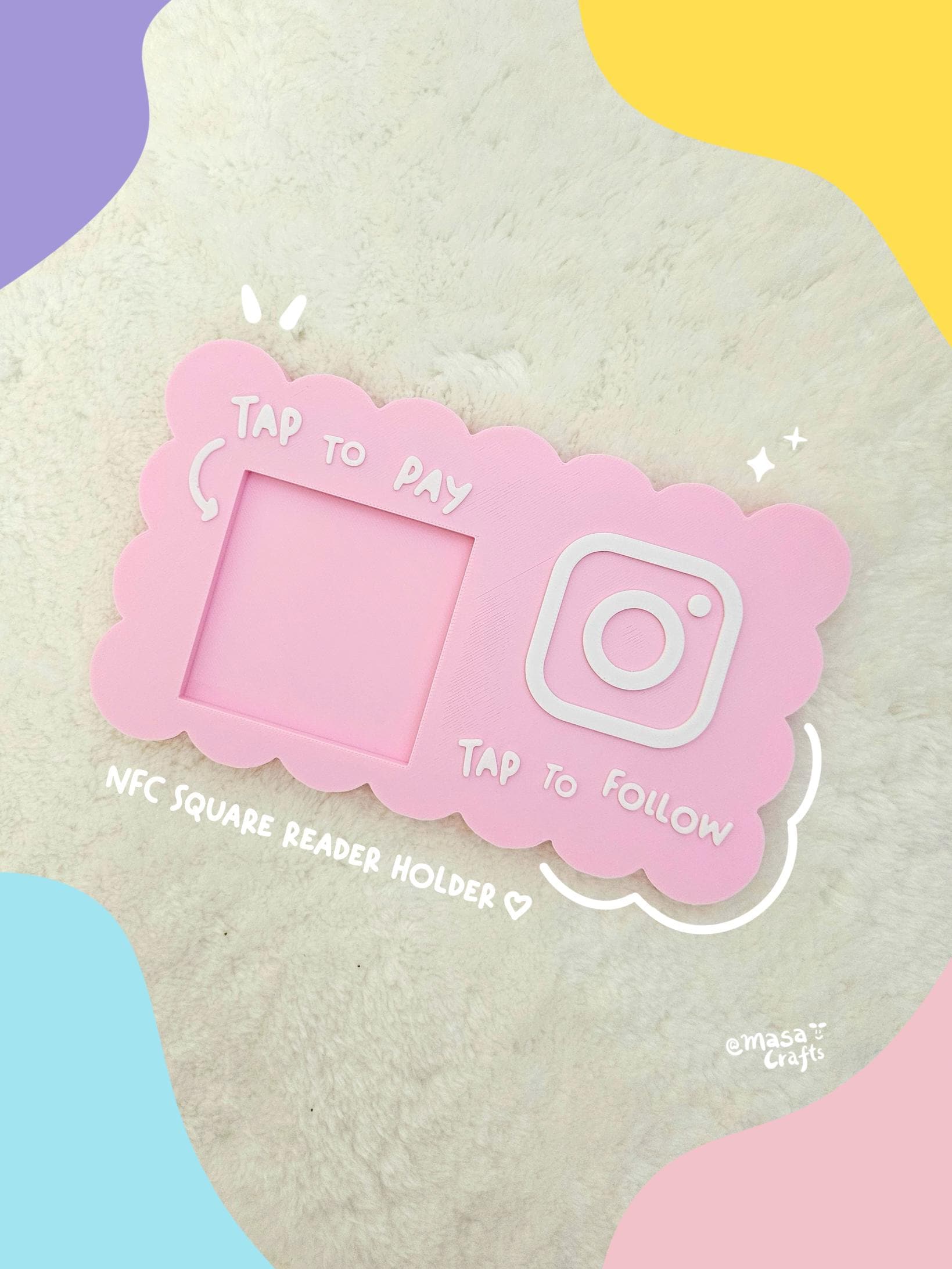 NFC Square Reader Holder | Custom Social Media Tap to Follow - Masa Crafts Studio