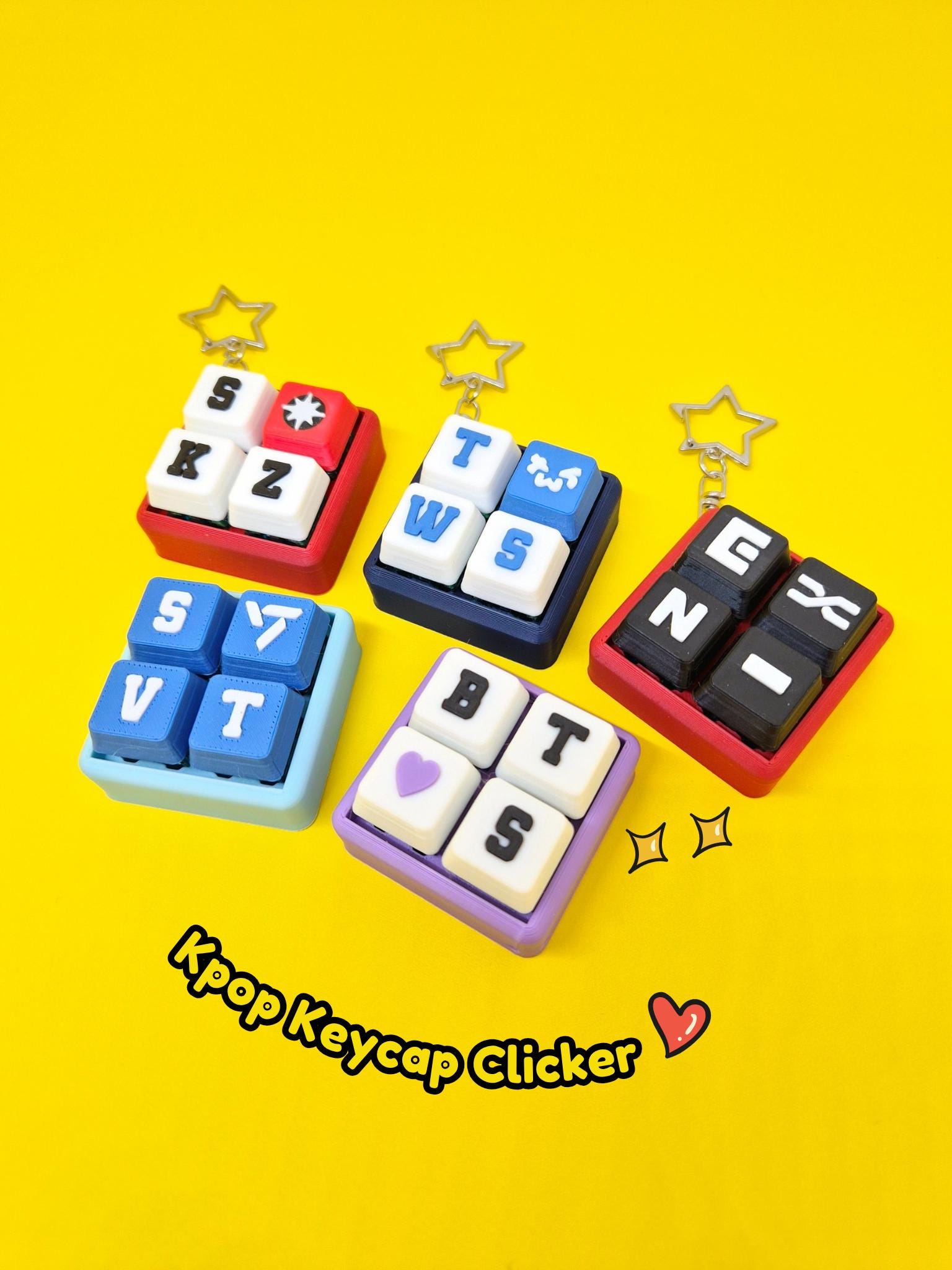 Kpop Keycap Clicker - Boy Groups [Stray Kids, TWS, ENHYPEN, Seventeen, BTS] - Masa Crafts Studio