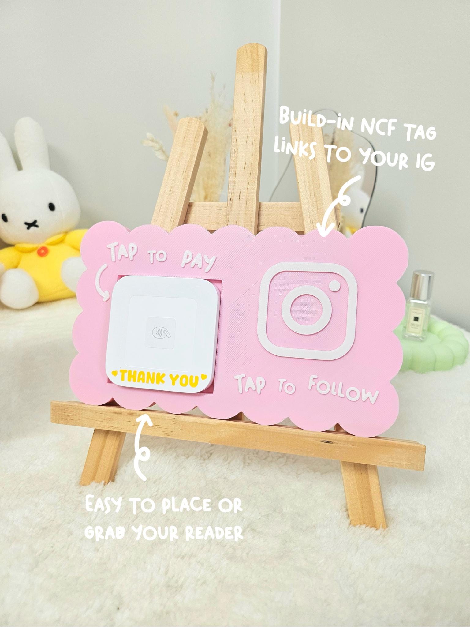 NFC Square Reader Holder | Custom Social Media Tap to Follow - Masa Crafts Studio