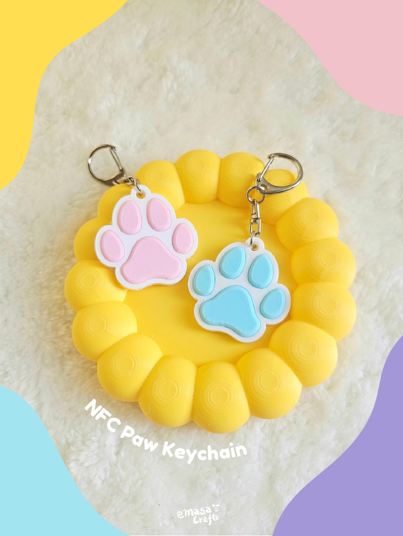 NFC Instagram Paw Keychain | Custom Social Media Keychain | Dog Tag - Masa Crafts Studio