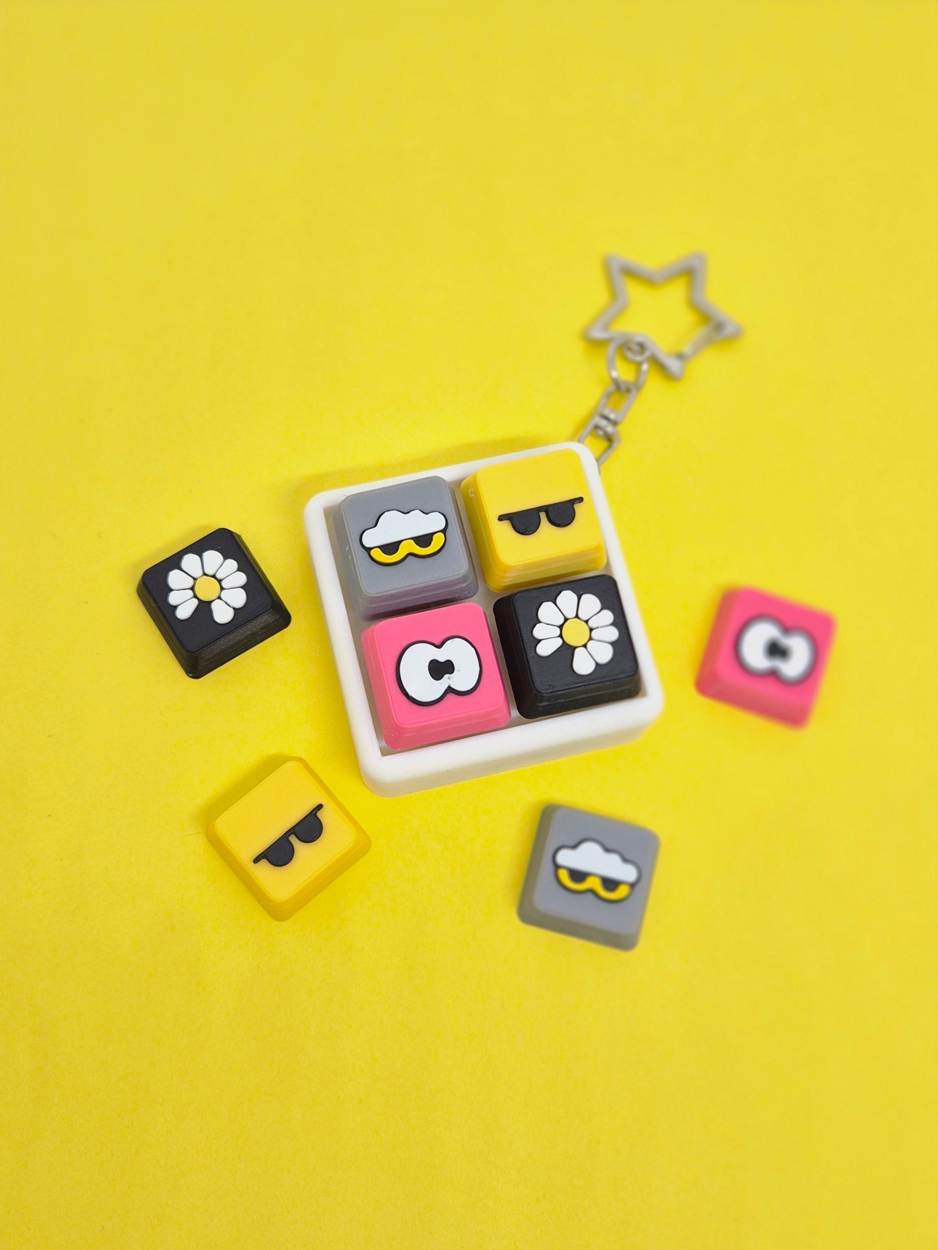 Masa Crafts Studio Zoa Keycap Clicker keychain fidget clicker with colorful design and keycap charm for stress relief and tactile fun.