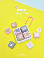 Masa Crafts Studio Meow Keycap Clicker keychain, a fidget clicker with a cute cat-shaped design, perfect for stress relief.